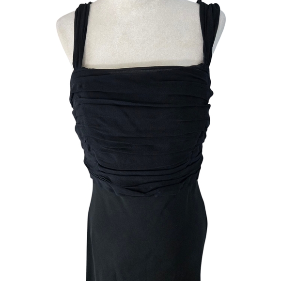 Ann Taylor Asymmetrical Prom Flowy   Black Chiffon Sleek Maxi Dress Size 8 - Picture 10 of 16